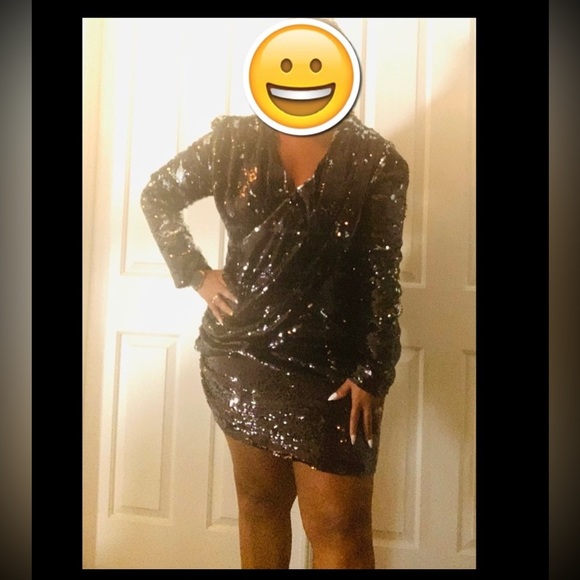 Sequin Black shirt dress size 14 - Picture 7 of 7